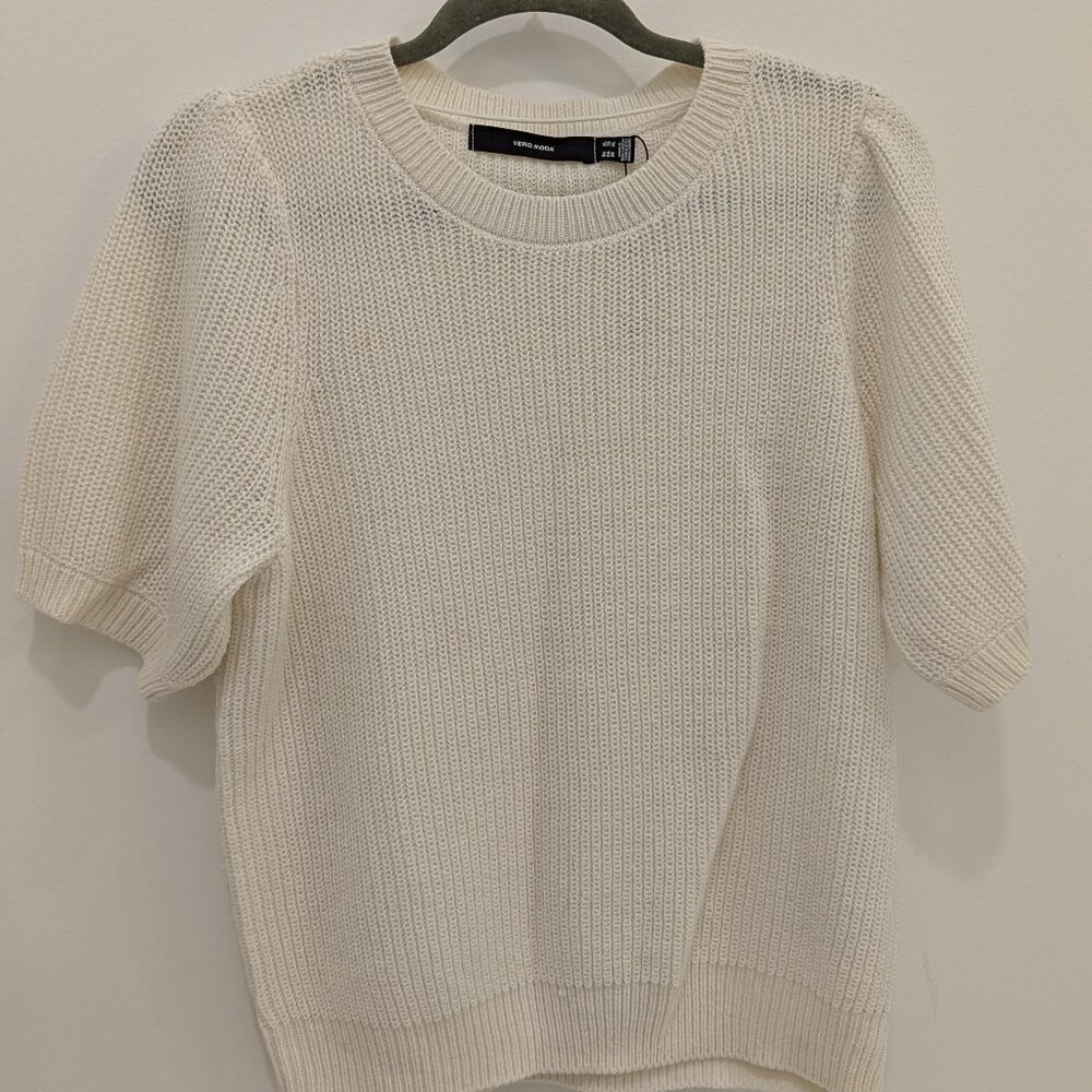 Vero Moda Puff Sleeve White Sweater Top